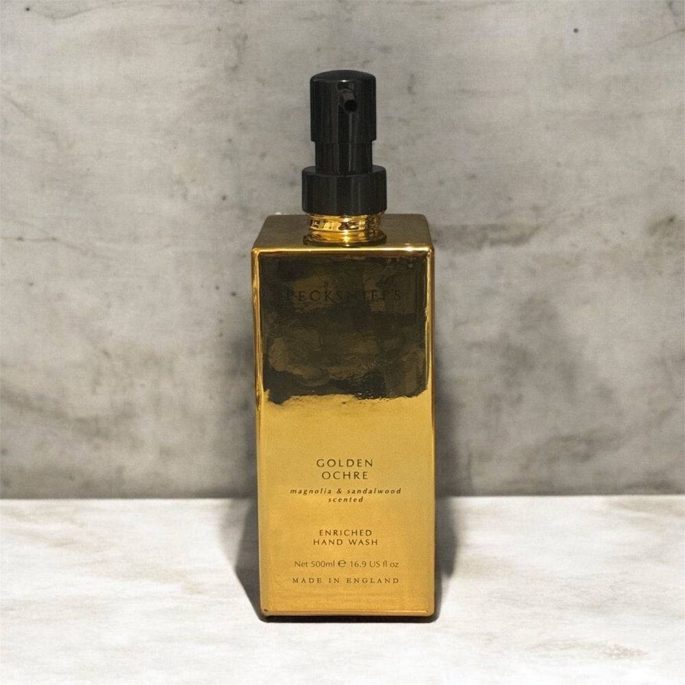 NEW Pecksniffs - Golden Ochre Magnolia & Sandalwood Glass Bottle Hand Wash